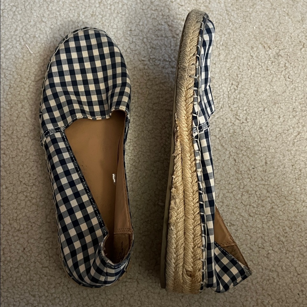 Navy Checkered Slip-On Espadrilles. Size 9